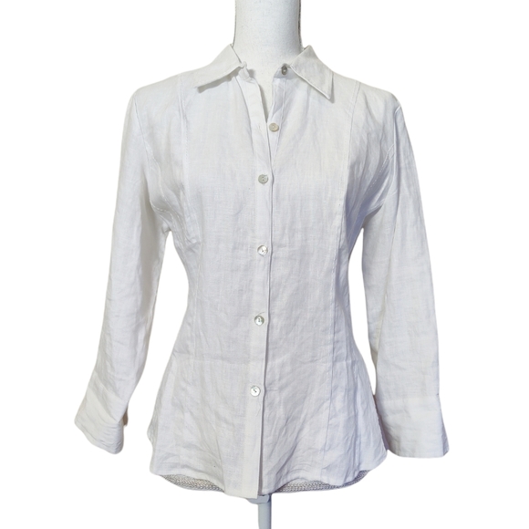 Tops - Richard Malcom 100% Irish Linen White Button Down Shirt